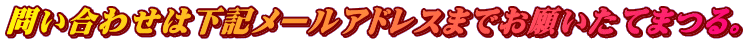 問い合わせは下記メールアドレスまでお願いたてまつる。